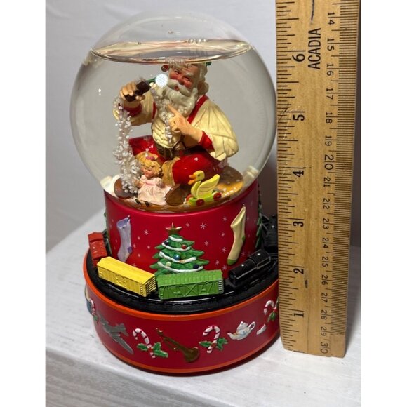 Vintage 1971 Coke Cola Santa Claus Snow Globe Musical With Working Train Xmas - Picture 9 of 12